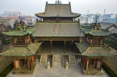 中国山西省运城市稷山县稷王庙航拍