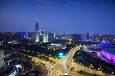 中国江苏常州城市建筑风光夜景
