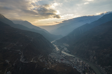 中国四川省阿坝州汶川县航拍