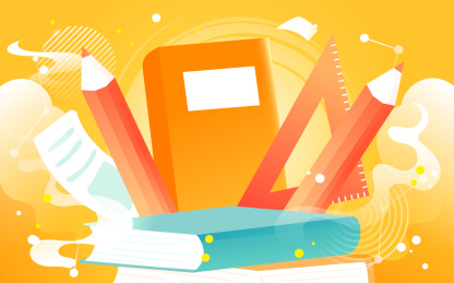 春季学校开学季小学生快乐上学教育学习插画