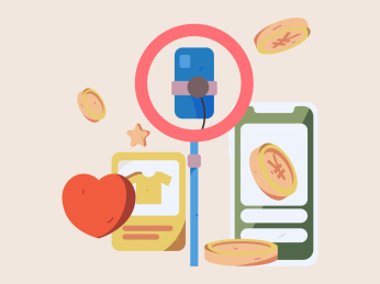 直播带货的网红电商人物矢量互联网手绘插画