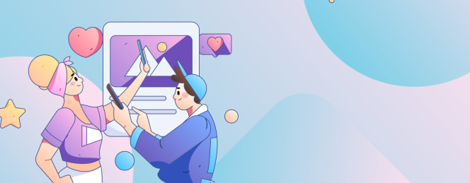 虚拟的人物社交沟通概念商业扁平矢量手绘插