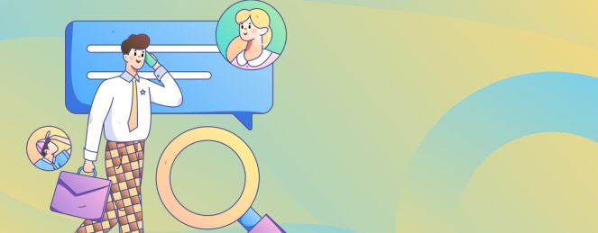 求职面试的人员扁平矢量概念运营手绘插画