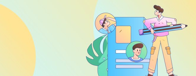 求职面试的人员扁平矢量概念运营手绘插画