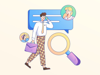 求职面试的人员扁平矢量概念运营手绘插画