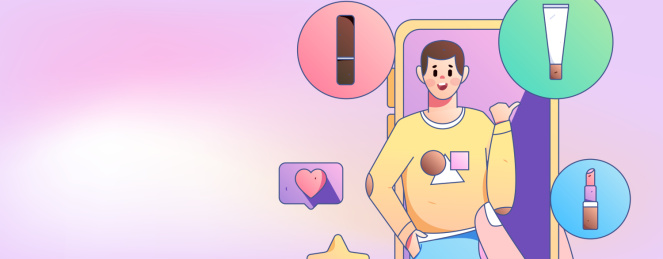 直播带货的网红电商人物矢量互联网手绘插画