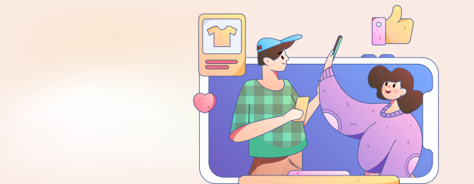 直播带货的网红电商人物矢量互联网手绘插画