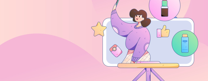 直播带货的网红电商人物矢量互联网手绘插画