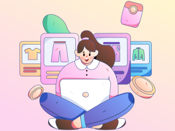 直播带货的网红电商人物矢量互联网手绘插画