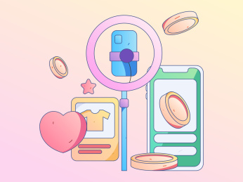 直播带货的网红电商人物矢量互联网手绘插画