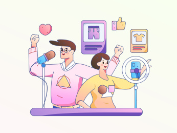 直播带货的网红电商人物矢量互联网手绘插画