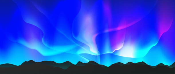极光云彩蓝色紫色动感曲线山峰背景