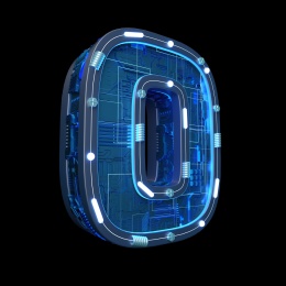 三维建模渲染的工业风格数字0