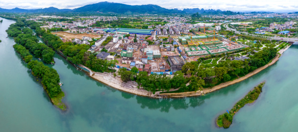 全景航拍桂林大河坊