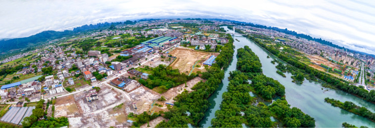 全景航拍桂林大河坊