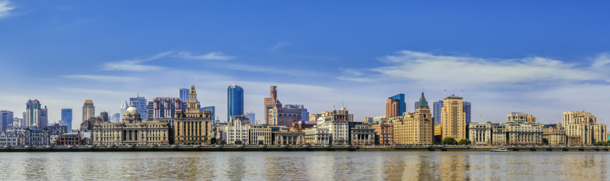 上海外滩老建筑天际线全景图