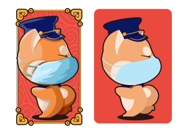 奔跑的柴犬司机卡通形象矢量插画