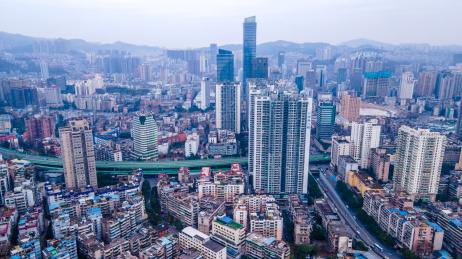 航拍贵阳背景路周边城市建筑