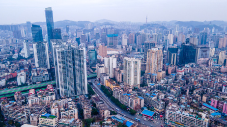 航拍贵阳背景路周边城市建筑