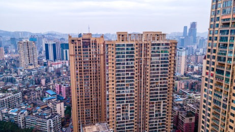 航拍贵阳背景路周边城市建筑