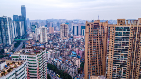 航拍贵阳背景路周边城市建筑