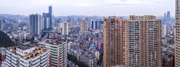 航拍贵阳背景路周边城市建筑