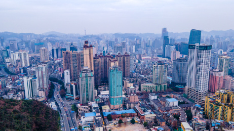 航拍贵阳背景路周边城市建筑