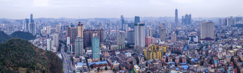 航拍贵阳背景路周边城市建筑