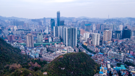 航拍贵阳背景路周边城市建筑