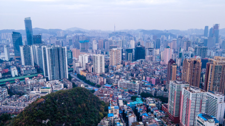 航拍贵阳背景路周边城市建筑
