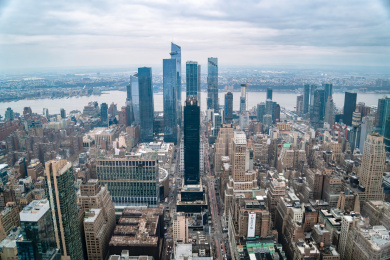 美国纽约市曼哈顿下城俯瞰风景