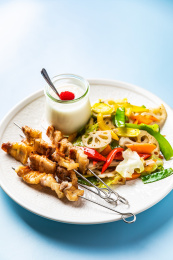 轻食食谱 烤猪肉配清炒时蔬