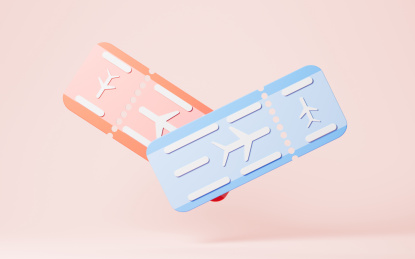 卡通飞机票模型3D渲染