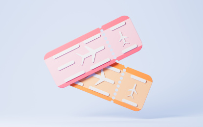 卡通飞机票模型3D渲染