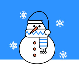 戴蓝色帽子的雪人