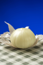 新鲜的独头蒜摆放在桌面上特写