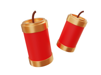 新年元素红色喜庆两个红色鞭炮元素