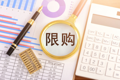 图表上的放大镜印着文字限购