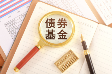 图表上的放大镜印着文字债券基金