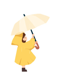 小清新可爱打伞女孩插画