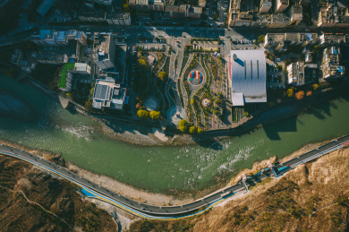 中国四川阿坝州汶川县城航拍素材