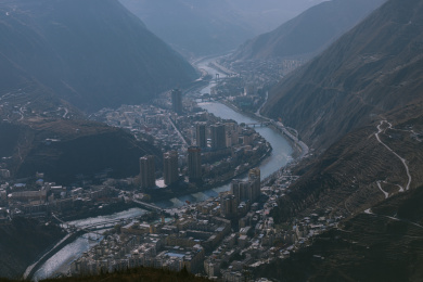 中国四川阿坝州汶川县风景图