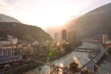 中国四川阿坝州汶川县风景图