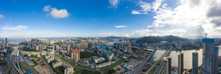 大湾区珠海澳门跨境区全景航拍