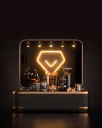 创意黑金色光效盒子元素堆促销品牌活动海报