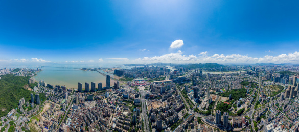 珠海香洲区拱北城市风光航拍全景图
