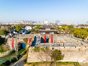 中国江苏苏州盘门景区航拍