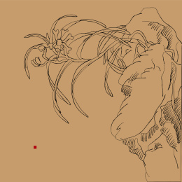 古风江边悬崖兰花矢量工笔中国风插画线稿