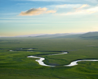 呼伦贝尔莫尔格勒河畔金帐汗蒙古部落草原