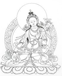 唐卡白描绿度母